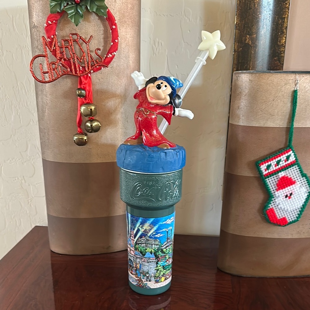 Disneyland *VINTAGE* Fantasmic! Sorcerer Mickey Coca-Cola Cup with Lid & Straw